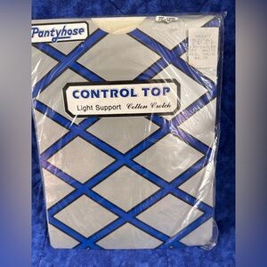 Vintage Pantyhose Control Top Light Support Cotton Crotch Off White Medium/Tall